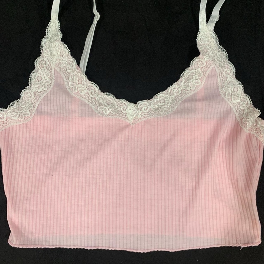 Pink and White Crop Top